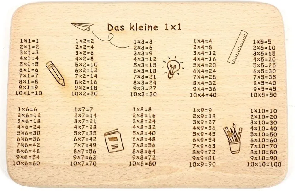 Planche à Découper pour Enfant avec Table de Multiplication 1x1 - 12x