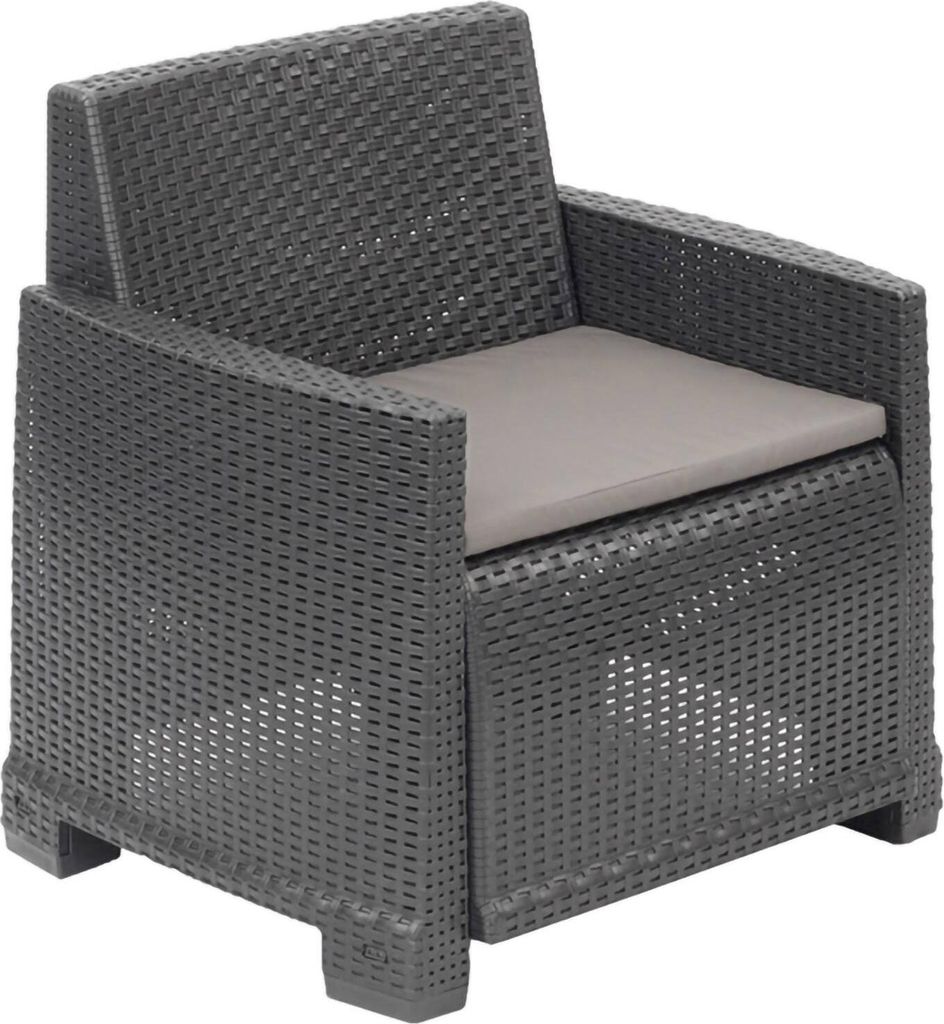 Dmora Outdoor-Sessel Gaby 72x66 cm Anthrazit Schwarz, Armlehnen