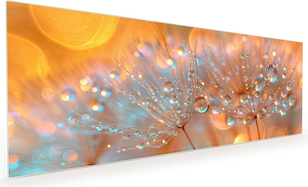 Küchenrückwand Spritzschutz Glas mit Motiv Pusteblumen Tropfen 40 x 40 cm