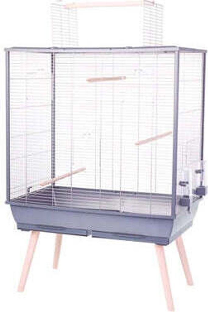 Neolife Vogelkäfig für Sittiche, grau, 81x48x152 cm, mit aufklappbarem Dach und 1,2 cm Gitterabstand