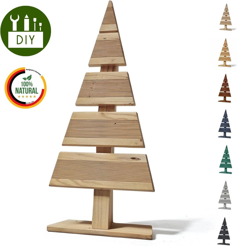 Floranica Weihnachtsdekoration 60 cm DIY Holz-Weihnachtsbaum Handgefertigt Unbehandelt