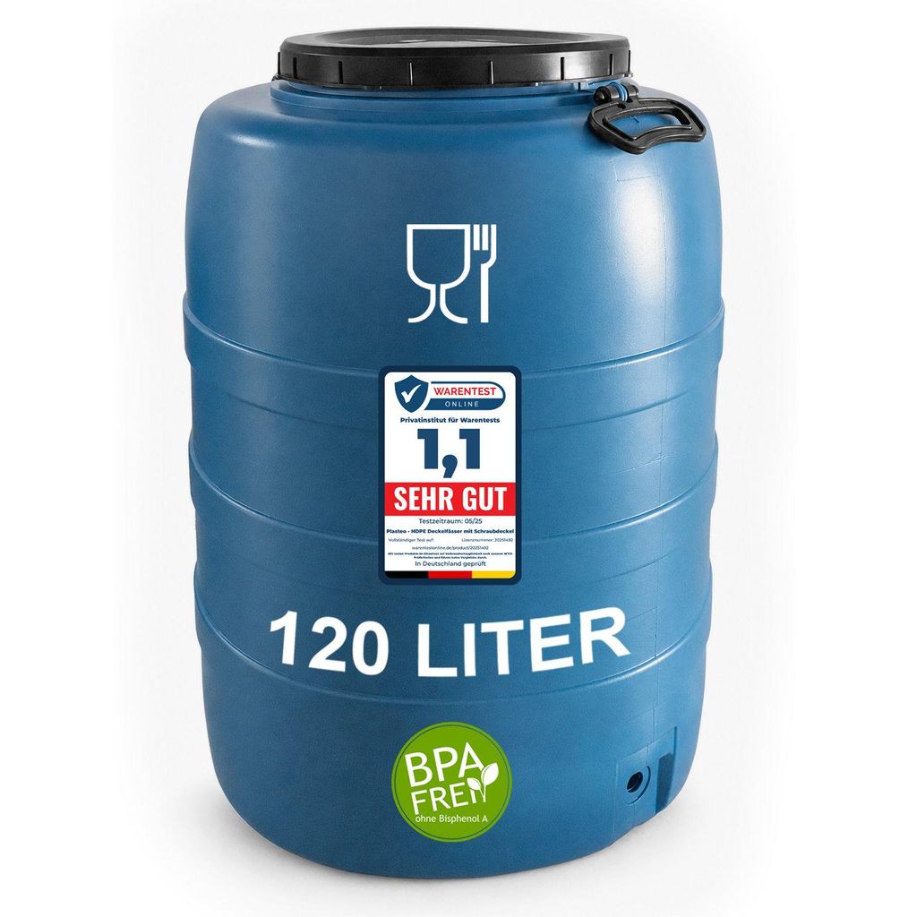 Plasteo 120 L Weithalsfass Lebensmittelecht HDPE Produktbild 