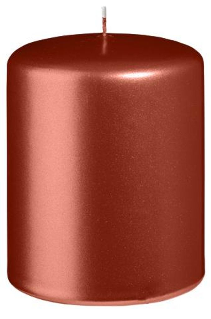 Stumpenkerzen Metallic Matt Kupfer Copper 100 x Ø 80 mm, 12 Stück