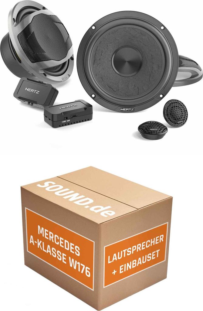 Lautsprecher Boxen Einbaupaket vorne Hertz CK 165L passend für Mercedes A-Klasse W 176 | 2x Tief-Mitteltöner 2x Hochtöner