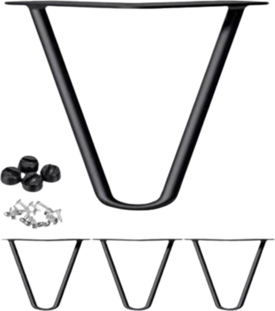 Haarspeld-Tischbeine 10cm – 4 Stk. Robuste Metallbeine für DIY-Möbel, Schreibtisch & Bank – Inkl. Schrauben & Fußschutz