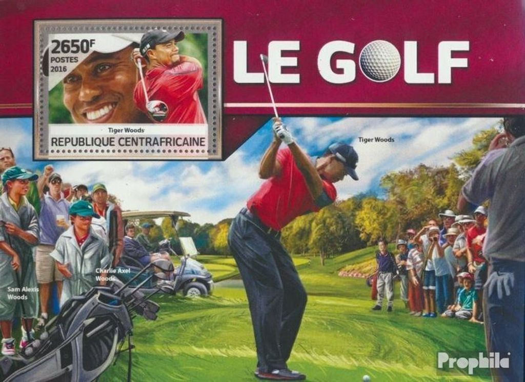 Briefmarken Zentralafrikanische Republik 2016 Mi Block 1495 (kompl. Ausgabe) postfrisch Golf