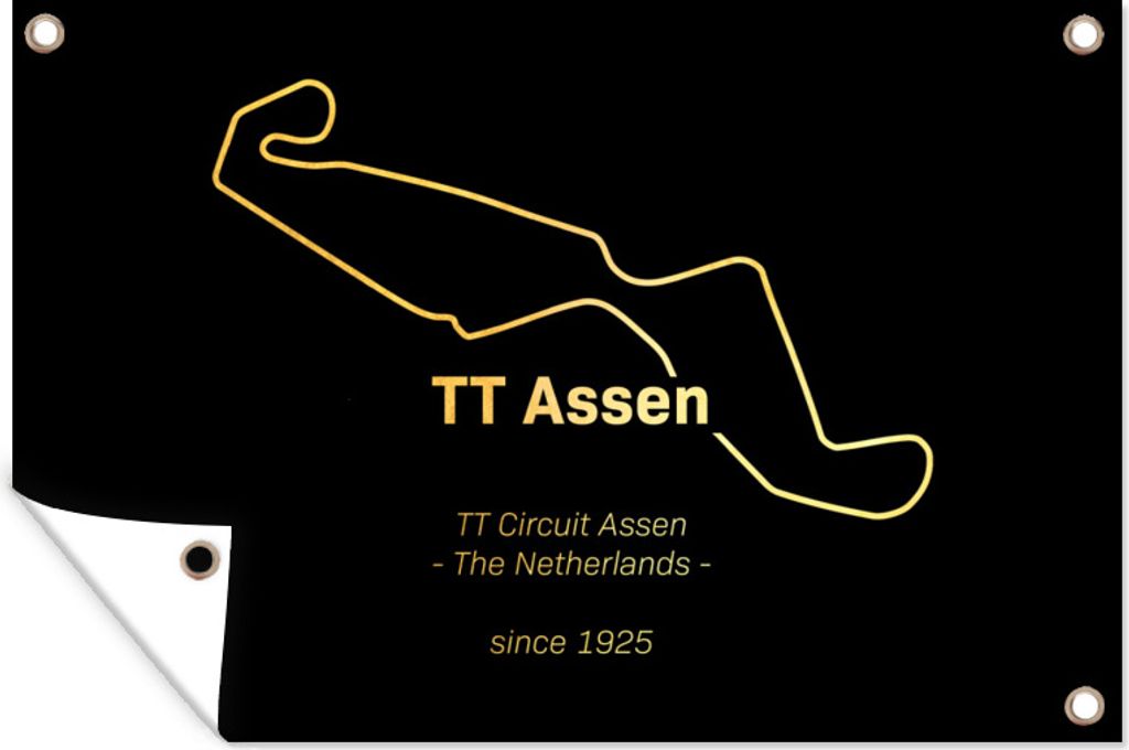 MuchoWow 120x80 cm Outdoor-Poster Gartendeko Sichtschutz Garten Poster für den Garten TT Assen - Gold - Niederlande