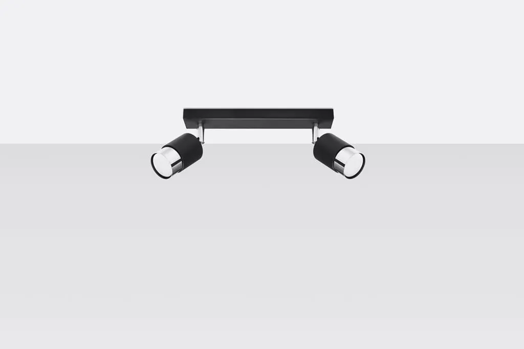 Plafonnier Noir Compact 2 Spots : Solution Éclairage Espaces Faibles - 19