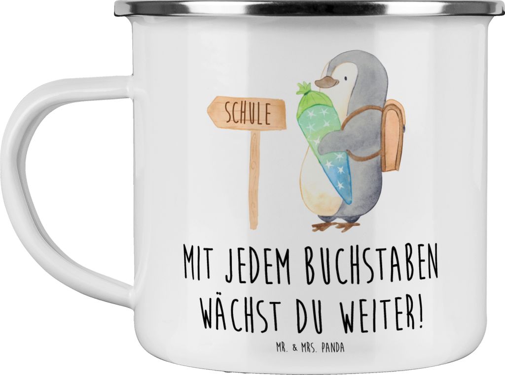 Mr. & Mrs. Panda Emaille Tasse Schulanfang Inspiration - Weiß - Geschenk, Schulbeginn, inspirierende Botschaften, Haferl, Erstklässler, Teetasse,...