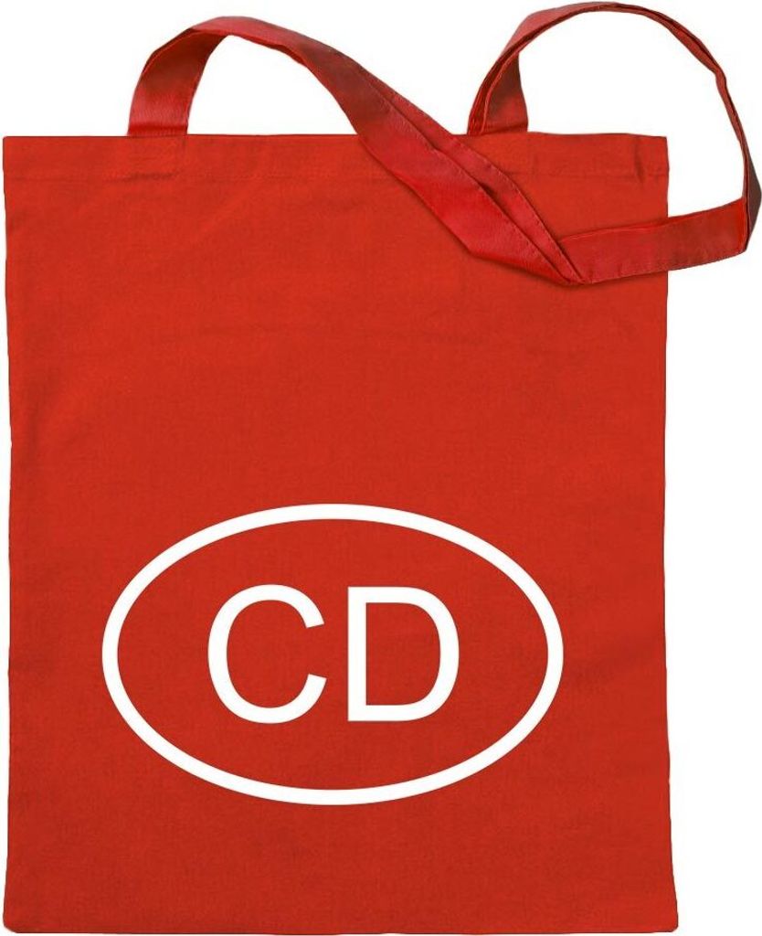 Kiwistar - Baumwolltasche - rot - Kongo CD - Tragetasche Stoffbeutel Umhängetasche Langer Henkel