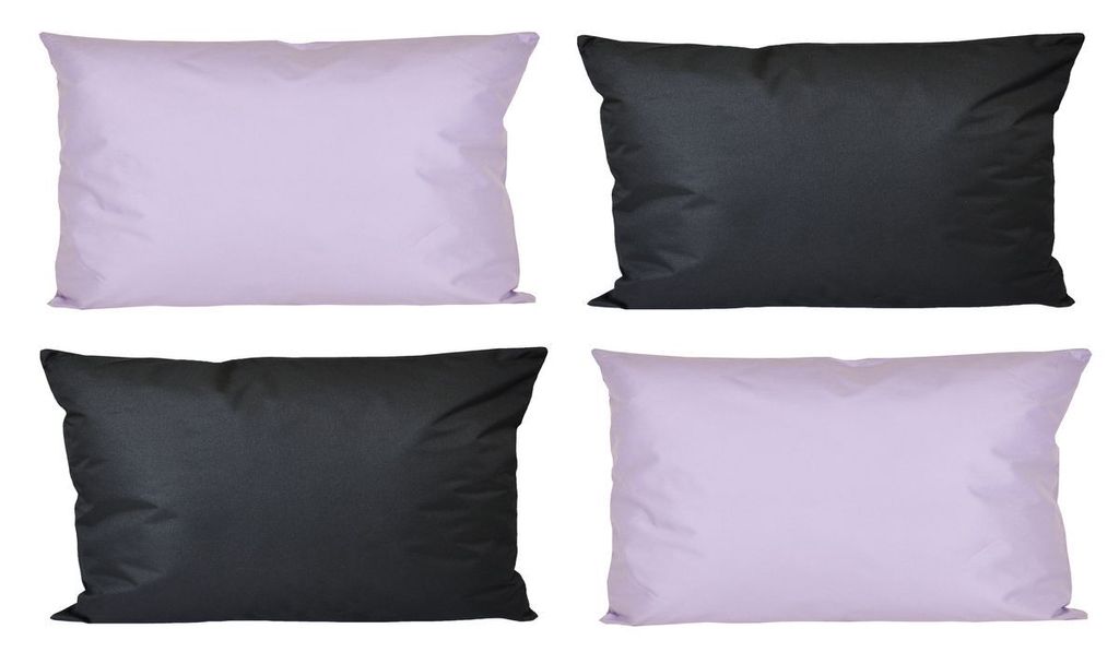 JACK 4x Outdoor Lounge Kissen 30x50cm viele Farben Dekokissen inkl. Füllung Wasserfest Sitzkissen Garten Stuhl, Farbe:2x Schwarz - 2x Flieder