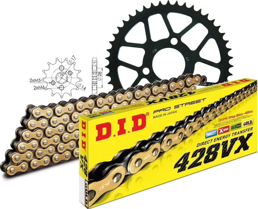 Kit Chaîne DID 428VX 118 Maillons pour Honda CRF 125 FB 2017-2020