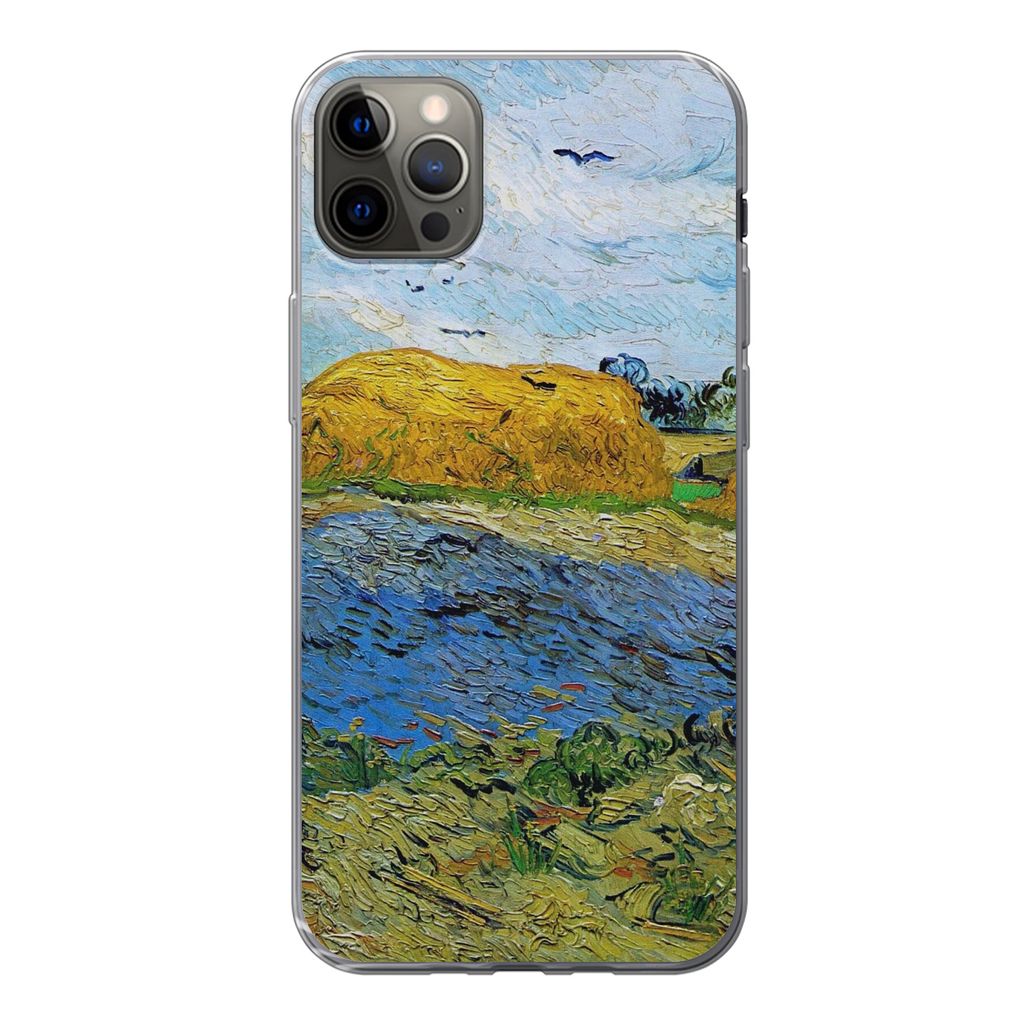 MuchoWow Handyhülle Schutzhülle Hülle für iPhone 13 Pro Max Heuballen unter einem regnerischen Himmel - Vincent van Gogh Silikon Softcase Han...