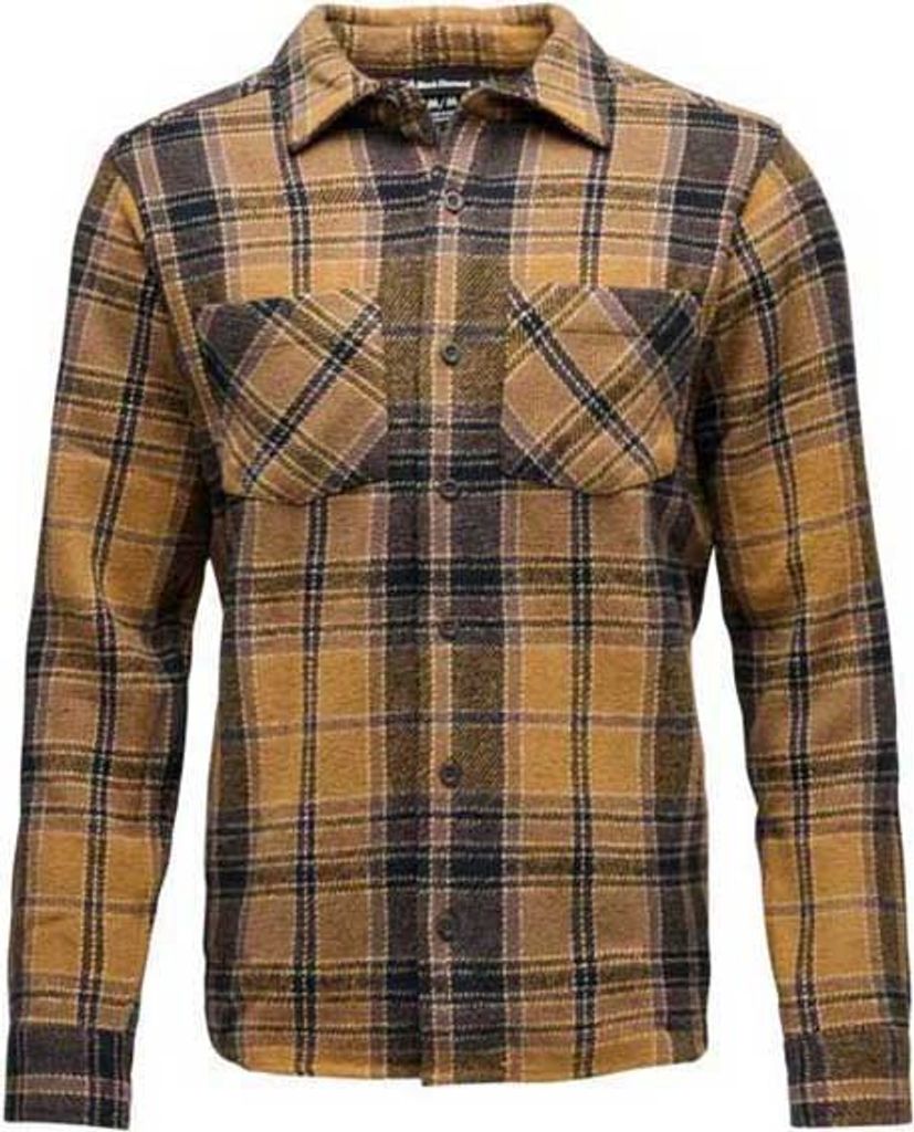 M Project Heavy Flannel, Men's Sportswear Top, 9630 Flax-Black Plaid, M, Black Diamond, AP7440649630MED1