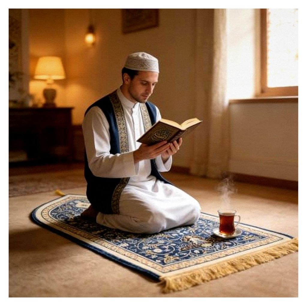 Gebetsteppiche für Männer, weicher gepolsterter Flanell, islamische Sajadah, türkischer Teppich mit Anti-Rutsch, Geschenk für Ramadan (Blau)