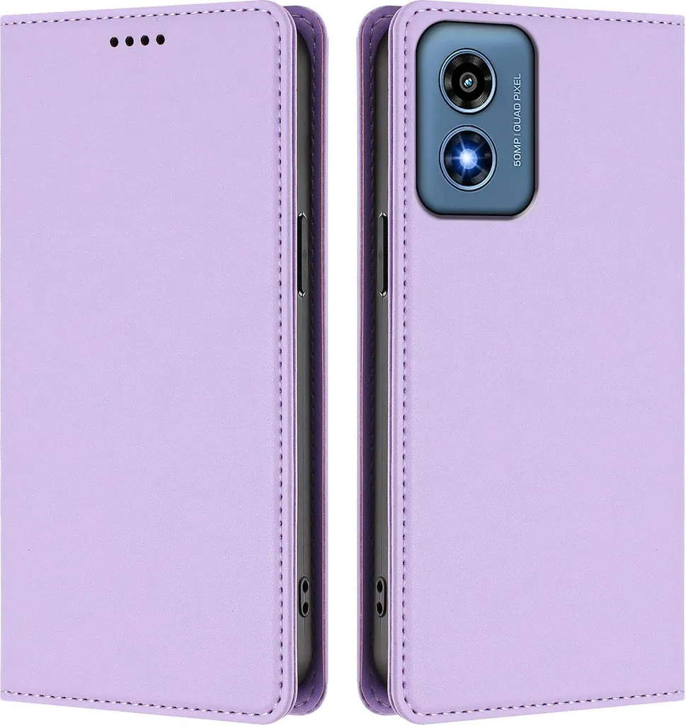 Custodia Motorola Moto G Play 2024 Anti-urto Pelle Viola Magnetica