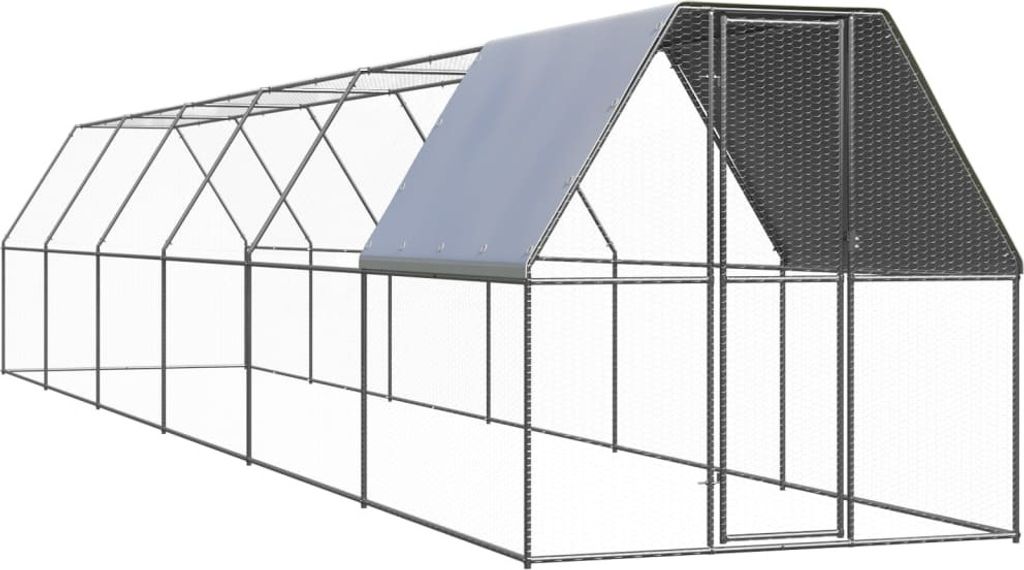 Langlebig Outdoor-Hühnerkäfig 2x12x2 m Verzinkter Stahl Produktbild 