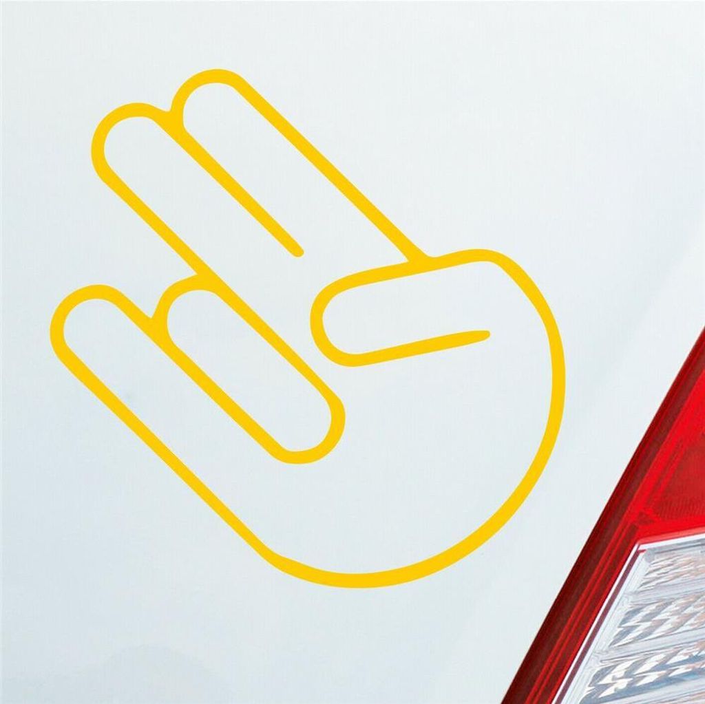 Auto Aufkleber Shocker Hand Motorrad Gruß Mopped Kfz 10x10 cm Gelb Sticker Heckscheibenaufkleber
