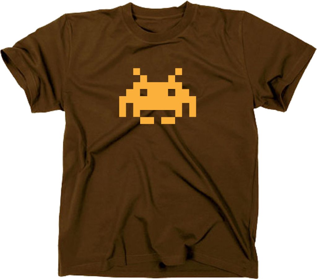 Styletex23 T-Shirt Space Invaders Retro Logo, Braun, XXL