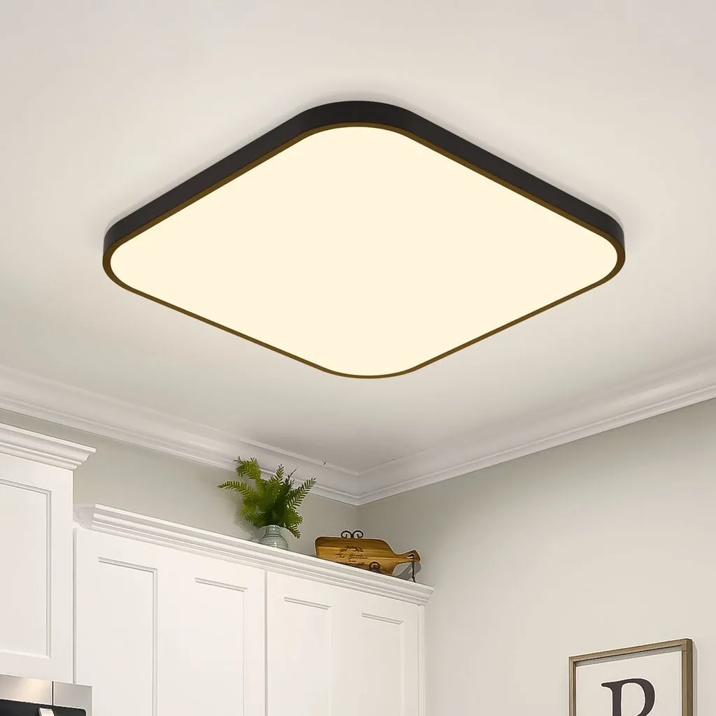 ZMH Lampada Cucina LED Piatta 19W - Plafoniera Bagno Nera 3000K