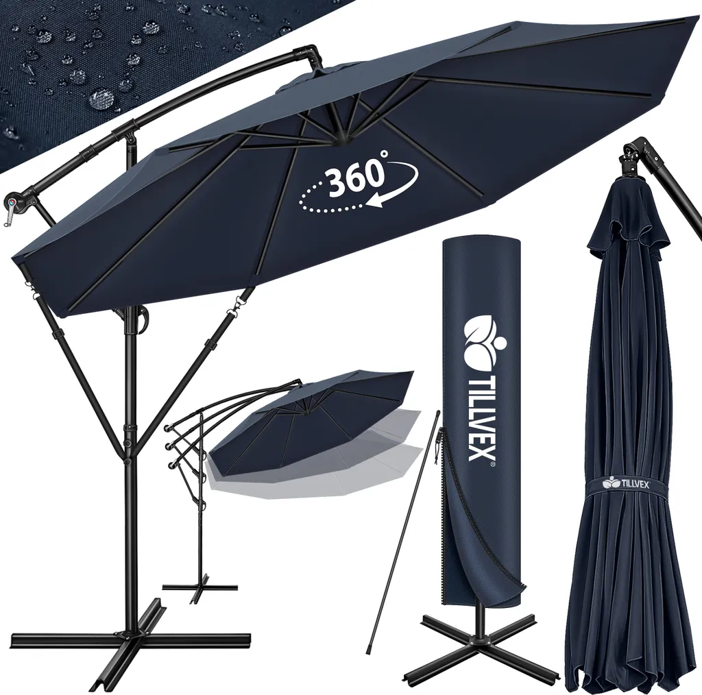 Ombrellone Pensile tillvex 300cm Blu Navy - Eleganza in Alluminio