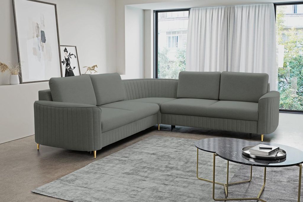 Klapp-Ecksofa KAMPLO 1 – Stahlgrau