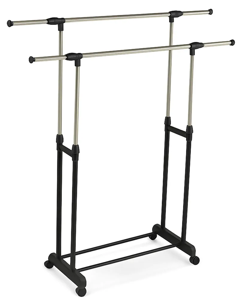Portant vêtements double rail robuste pour stopper le manque de place