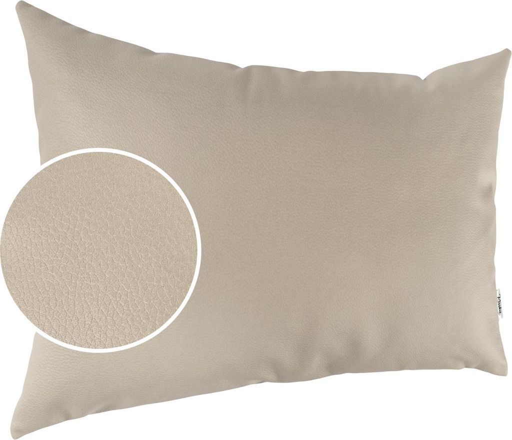 Dekokissen 30x50cm ohne Füllung KUMO atmungsaktive Kunstleder Kissenbezug Zierkissen Einfarbig Leder-Optik UNI Beige