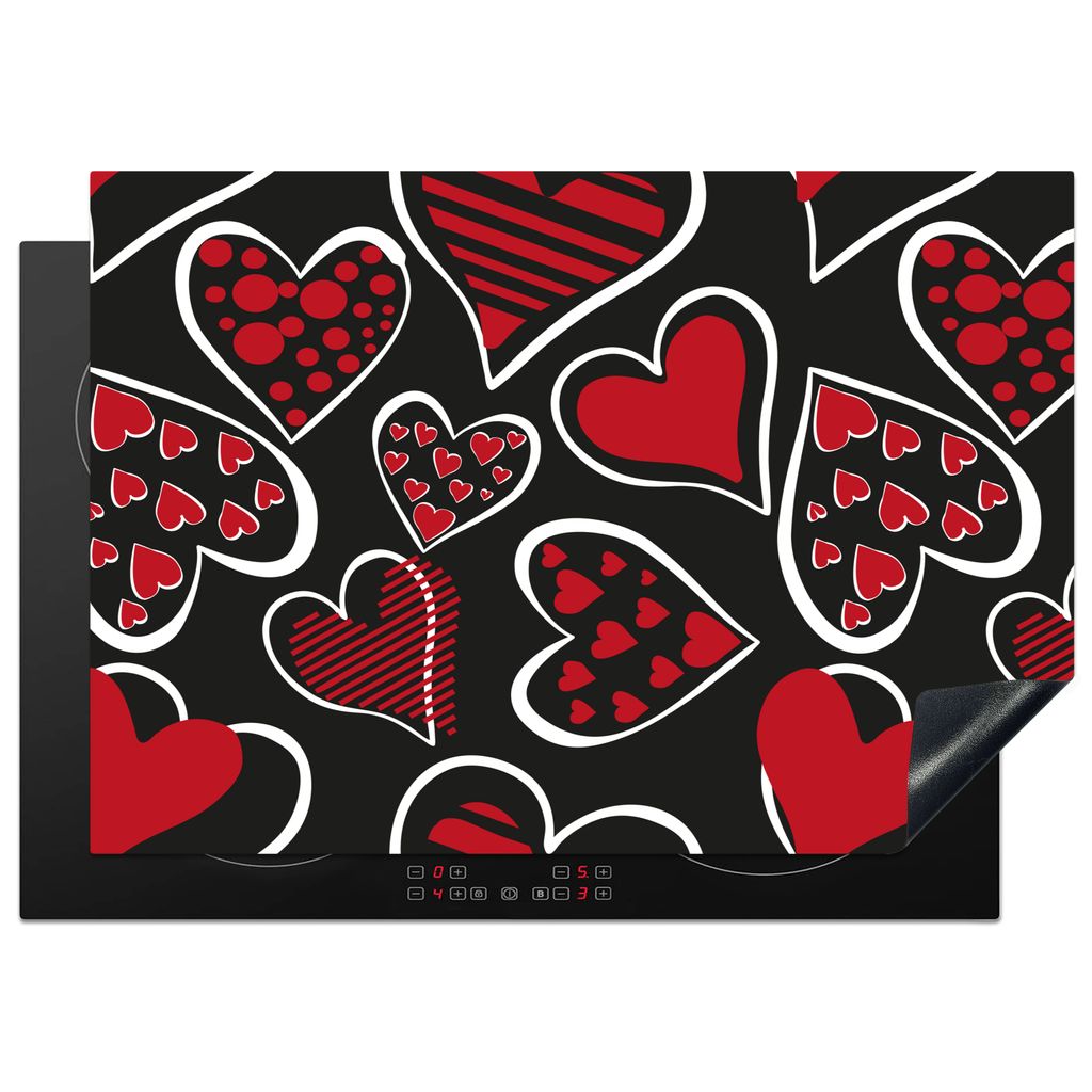 KitchenYeah Herdabdeckplatte Mädchen - Herz - Liebe - Muster - Mädchen - Kinder - Kind , 75x52cm, Küche Deko, Glaskeramikkochfeld Herdabdeckun...