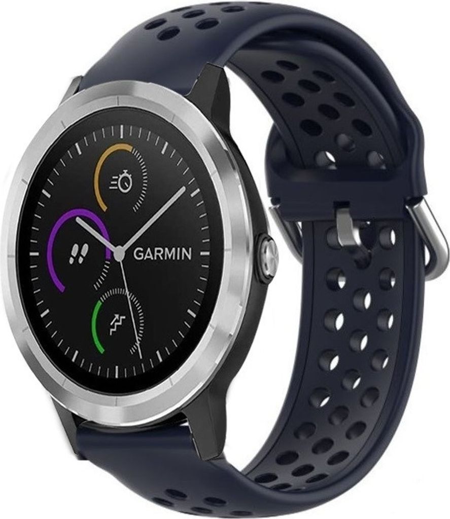 Strap-it Garmin Vivoactive 4 Armband Silikon mit Löchern - 45 mm - Dunkelblau