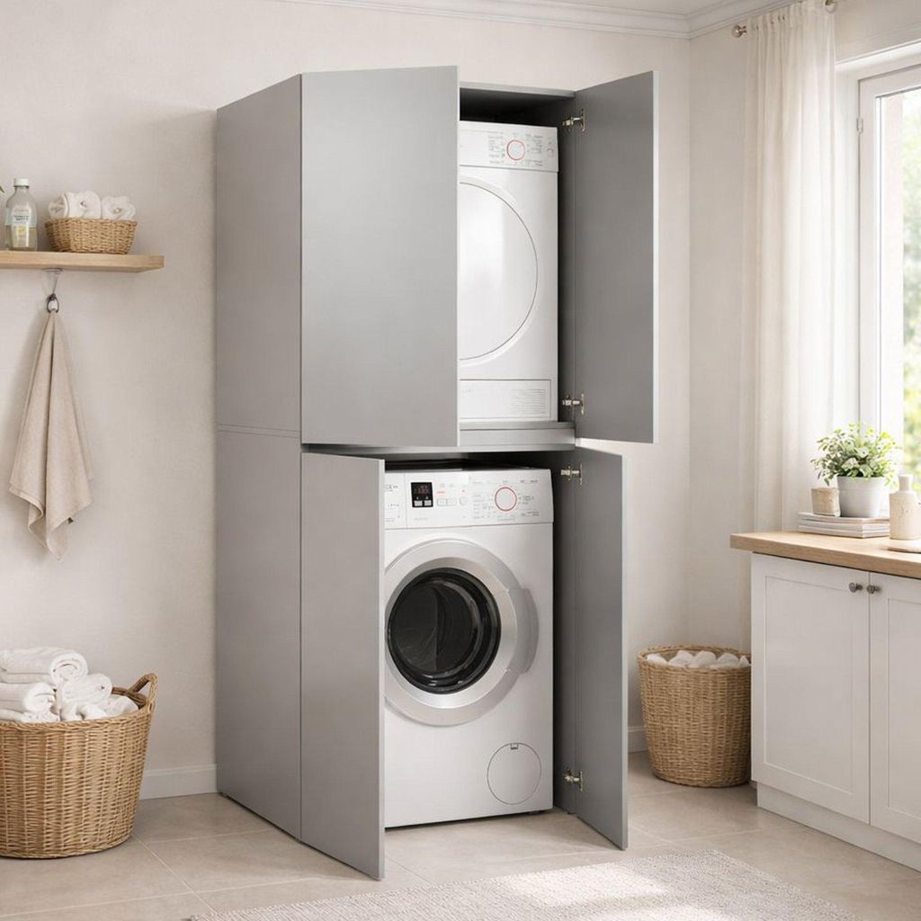 Flagler – Großer Mehrzweckschrank, 70x195 cm Grau, ein Produktbild 