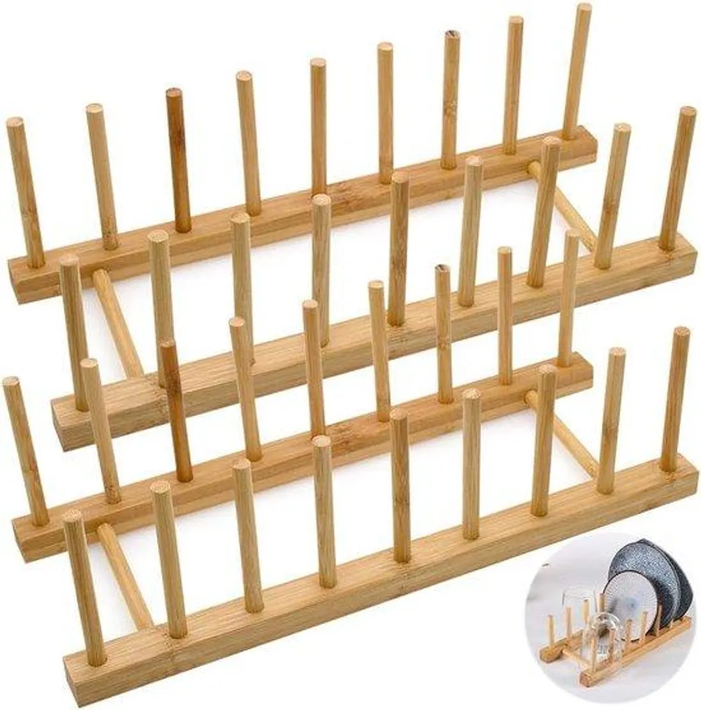 Organisateur de cuisine en bambou : Étagère porte-couvercles pour mugs