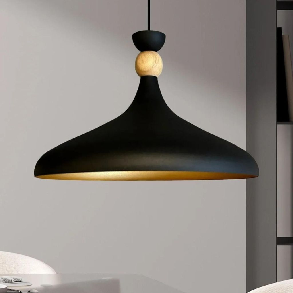 Pendelleuchte Schwarz Ø35 cm Metall E27 Moderne Lampe, Ohne Leuchtmittel