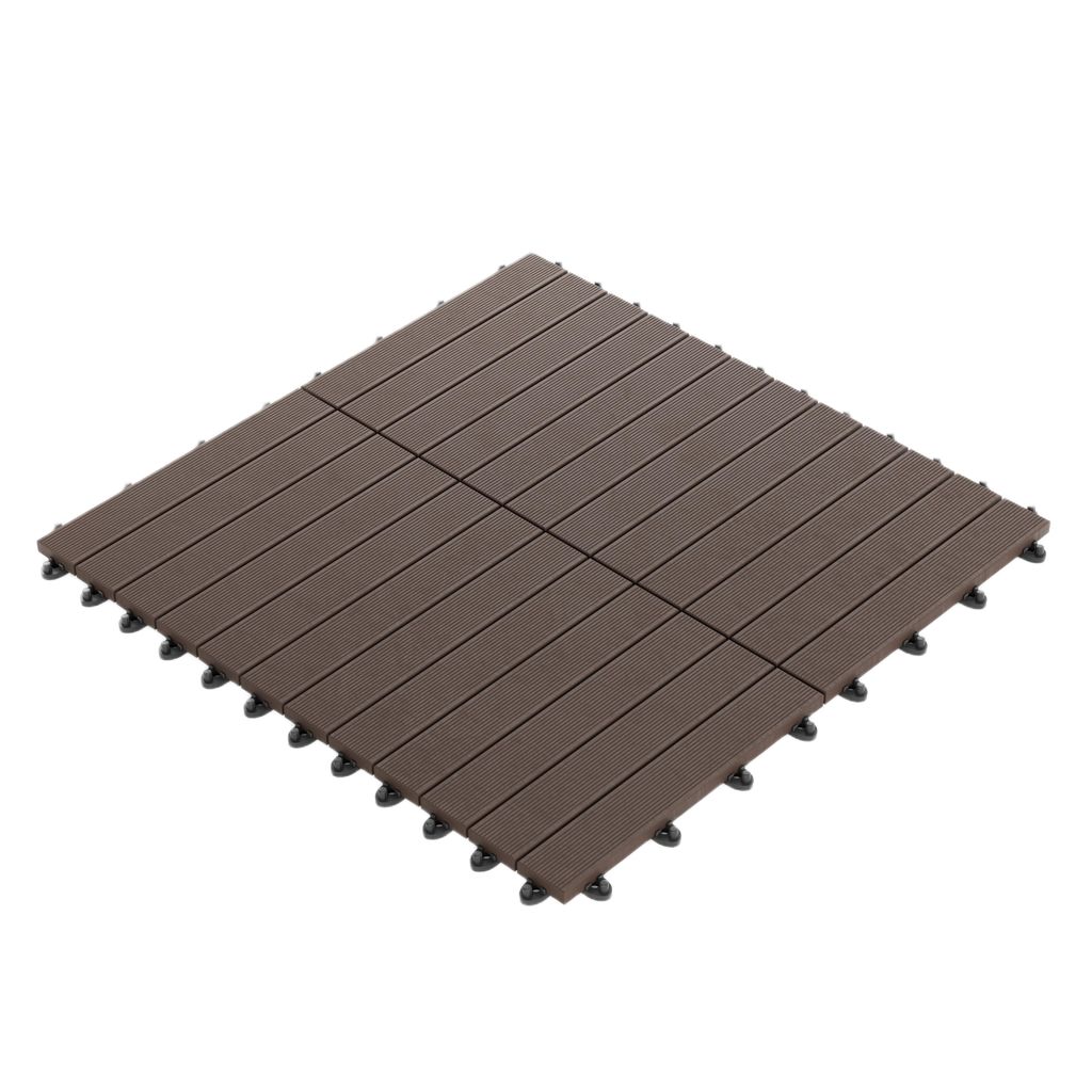 GUMI Terrassendielen Terrassenfliesen WPC Komposit 1 m² – Modulares System für Balkon und Terrasse | Montage ohne Werkzeug | Reihen | Walnuss