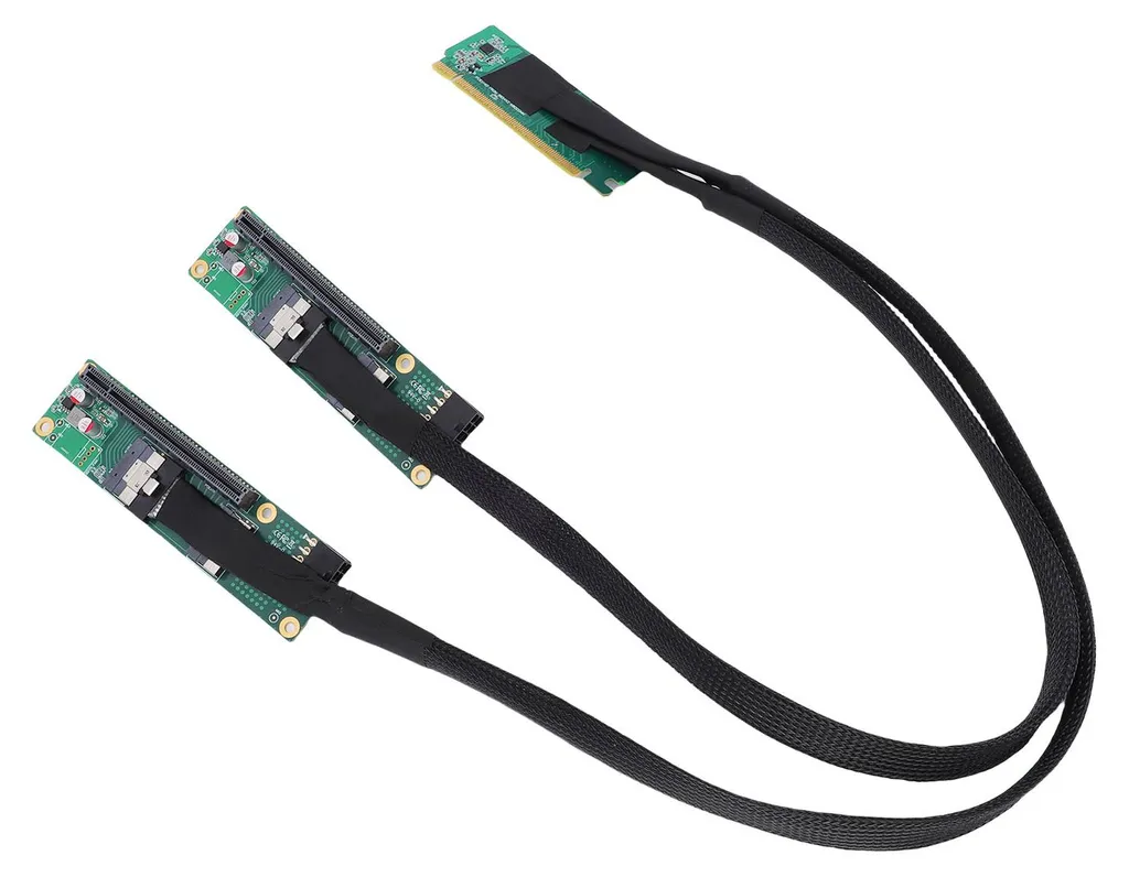 Câble PCIe 4.0 X16 vers SFF-8654 X2 Split haute vitesse 16 GT/s noir