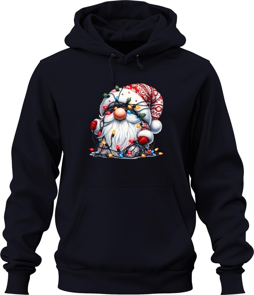Weihnachtsmann mit Lichtern festlich Geschenkidee Weihnachten Uni Hoodie Kapuzenpullover, Navy, M