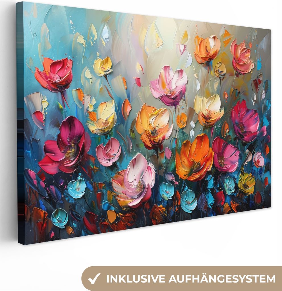 Leinwand Bilder 60x40 cm - Blumen - Abstrakt - Malerei - Natur, Bilder, Deko, Wanddeko, Leinwand Bilder