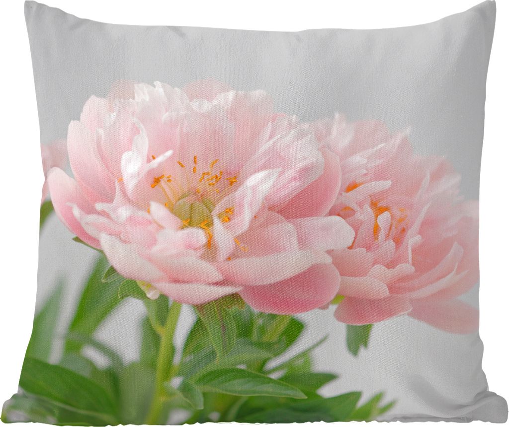 MuchoWow Zierkissen Sofakissen Wohnzimmer Dekokissen 50x50 cm Blumenstrauß aus rosa Pfingstrosen - Komfort - Sofakissen