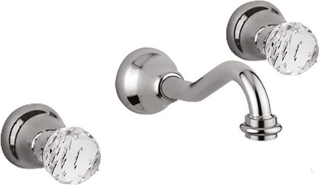 Luxus Waschtisch 3-Loch-Wandarmatur mit Swarovski Produktbild 