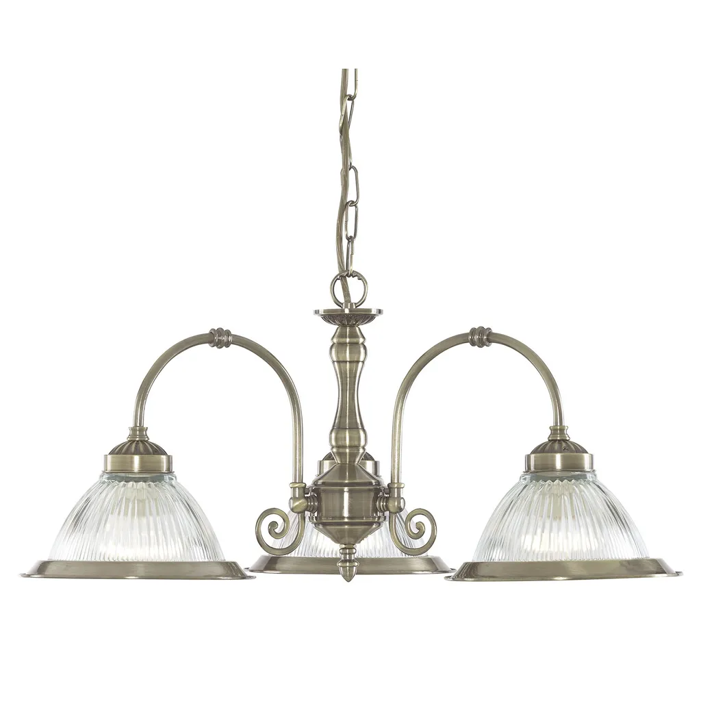 Plafoniera American Diner Ottone Antico H 82cm - Illuminazione Vintage