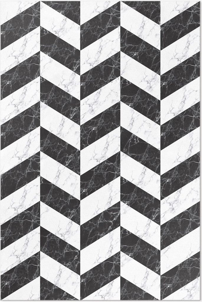 Monochromer Stein Fischgrätenmarmor – Vinylteppich – 140x210 cm – Indoor Teppich – Flur – Pflegeleicht – Modern