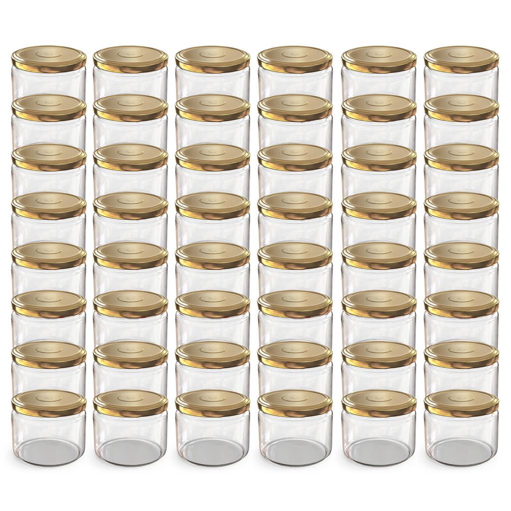 Oputec 48x 282 ml Einmachgläser mit Schraubdeckel Gold – Perfekt für Konfitüren, Vorratsgläser mit Deckel ideal als Marmeladengläser und Sch...