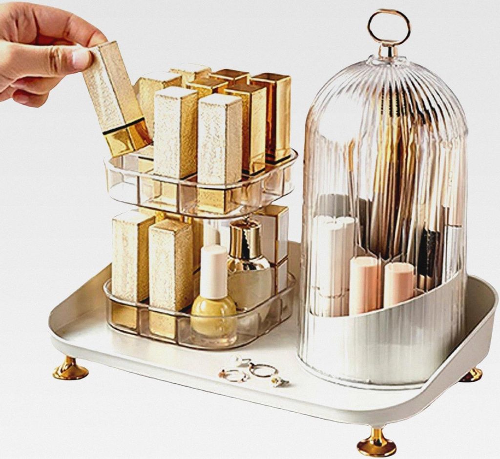 Make -up -Bürstenbehälter mit Deckel, kosmetischer Pinselhalter mit Deckel | 3 Slots Make -up -Pinsel -Lagerbox mit Staubdeckel | Wasserdichtes D...