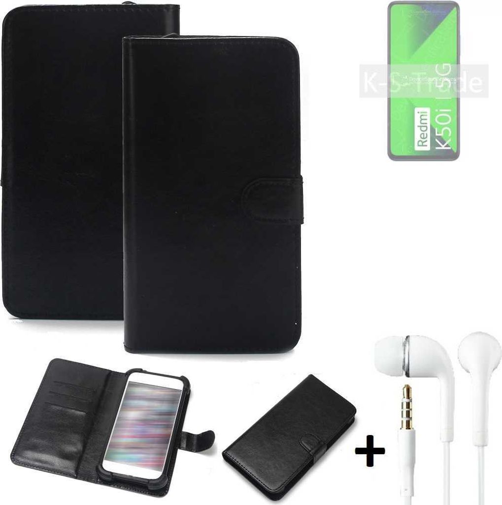 K-S-Trade Wallet Case Handyhülle kompatibel mit Xiaomi Redmi K50i 5G Schutzhülle Flip cover Flipstyle Tasche Hülle Flipcover Slim Bumper schwarz +