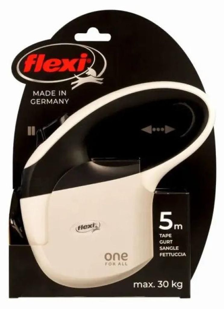 FLEXI One for All S white - black - automatic dog leash for Immagine del prodotto 