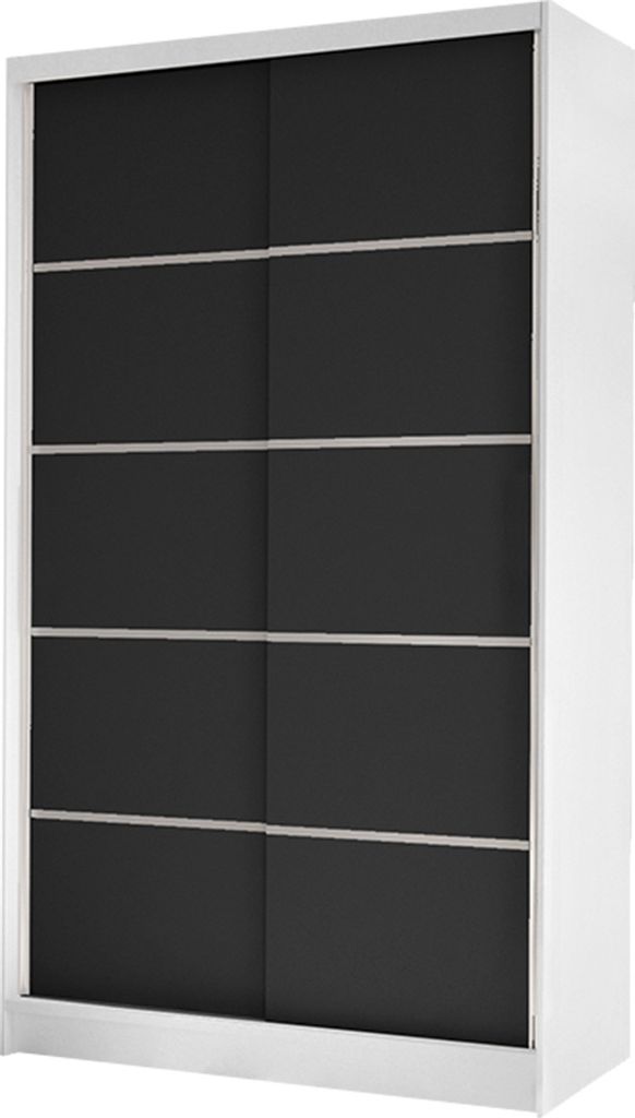 MIRJAN24 Schiebetürenschrank Diego IV, Kleiderschrank, Stilvoll Schlafzimmer Garderobenschrank (Farbe: Weiß / Schwarz)