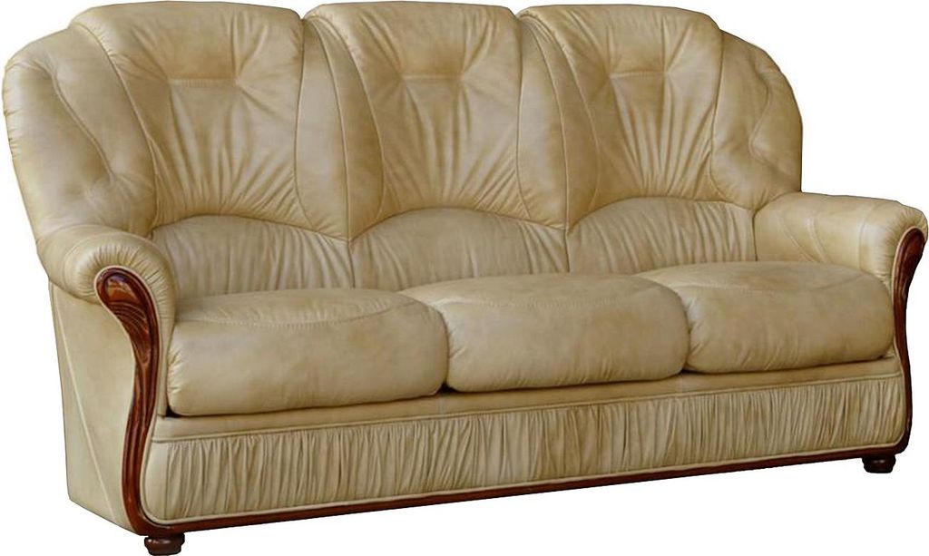 Vente-unique DAPHNE, Wohnzimmer, Beige, 3 Sitz(e), Beige, Leder, Leder