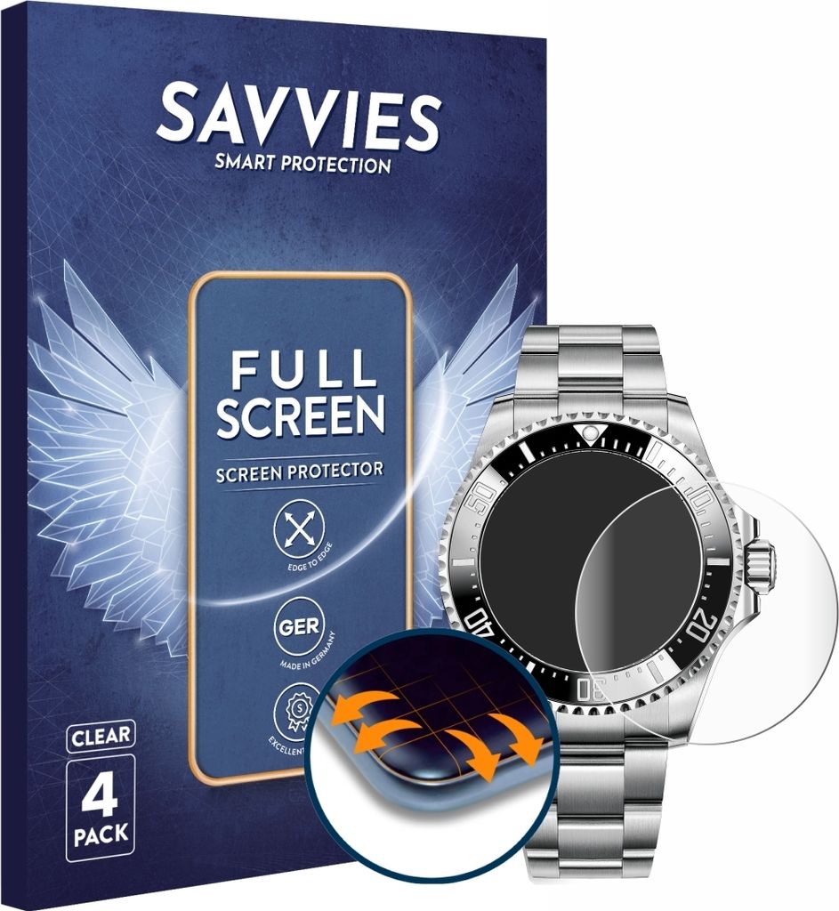 4x Savvies Fullscreen Schutzfolie für Rolex Sea-Dweller Produktbild 