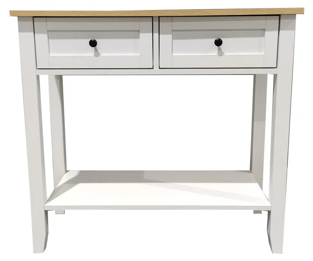 Bureau de télétravail mobile blanc et bois avec tiroirs de rangement - 2