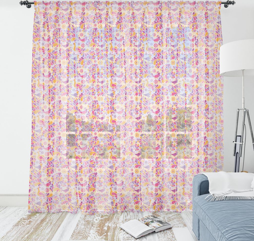ABAKUHAUS Vogel Wandteppich, Abstrakt Artsy bunt gefiederte Tier Peacocks, Wohnzimmer Schlafzimmer seidiges Satin Wandtuch, 160 cm x 274 cm, Hot P...